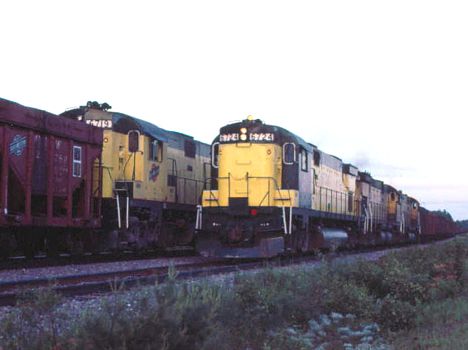 CNW ore trains meet at Little Lake, MI